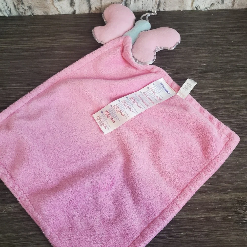 Babies R Us‎ Plush Butterfly Lovey Security Blanket Gray Geometric,  Pink Fleece